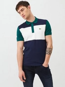 Lacoste Sportswear Colour Block Polo Shirt - Navy, Size 6, Men