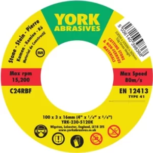 Image of 100 X 3 X 16MM C24 R-BF Reinforced Silicon Carbide Stone Cutting Disc, Flat Type 41