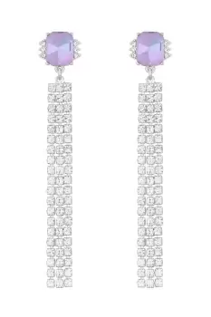 Image of Silver Purple Aurora Borealis Emerald Cut Shower Drop Earrings