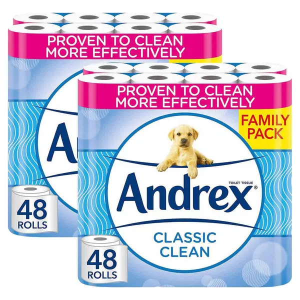 image of Andrex Classic Clean Fragrance Free 96 Toilet Rolls