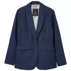 Image of Joules Womens Bramble Recycled Wool Blazer Blue Herringbone 12