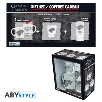Image of Game Of Thrones - Glass 29cl + Shot Glass + Mini Mug Stark Gift Box