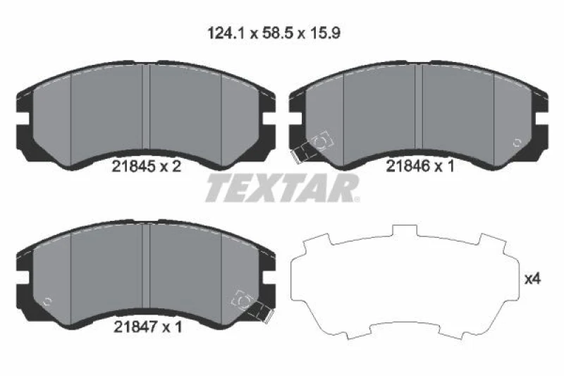Image of Brake pad set TEXTAR 2184501