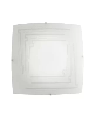 Image of CONCEPT 4 Light Patterned Glass Flush Ceiling Light White 50x50cm
