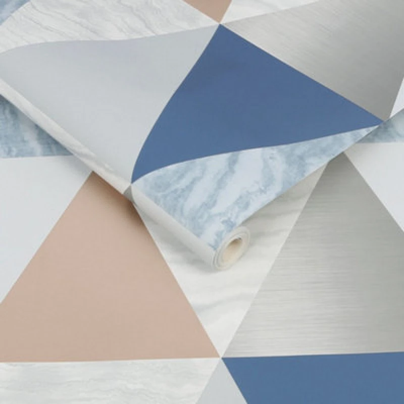 Image of Graham & Brown Fresco Harlequin Blue / Rose Gold, Pink 111399