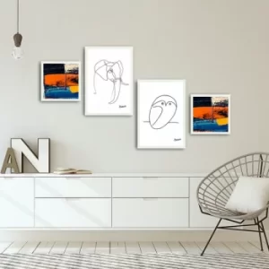 Image of 4PBCT-09 Multicolor Decorative Framed MDF Painting (4 Pieces)