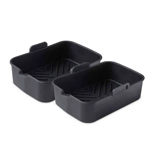 image of TOWER Rectangular Solid Trays - Set of 2, Black