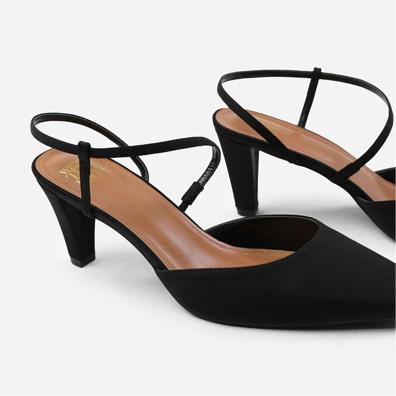Image of Where's That From 'Kansas' Cross Over Slingback Strap Heels Black