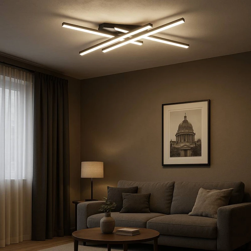 Image of Eglo Vascella Steel & Plastic LED White Modern Ceiling Light, Rectangular in Black Unisex