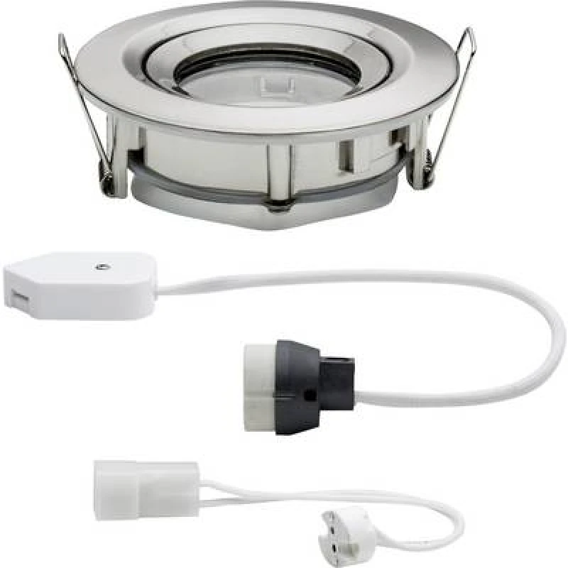 Image of Paulmann Paulmann Nova Bathroom recessed light HV halogen GU10, GU5.3 35 W IP65 Iron (brushed) 93662