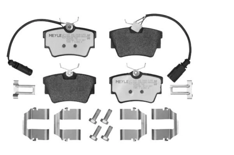 Image of MEYLE 025 232 2416-1/PD Brake pad set Rear Axle, incl. wear warning contact, with accessories, MEYLE-PD Quality, with brake caliper screws Brake Pad