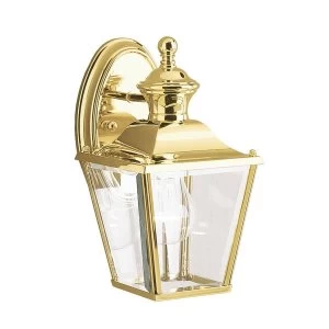 image of 1 Light Small Outdoor Wall Lantern Polished Brass IP44, E27