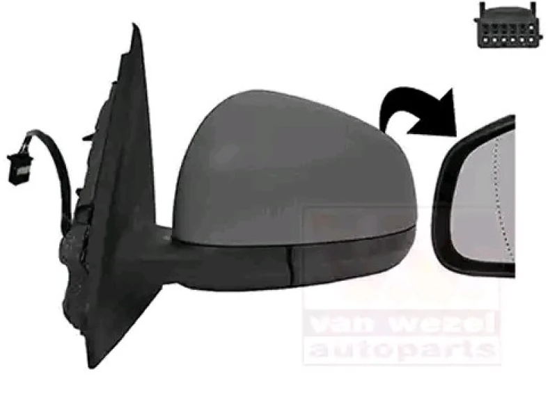 Image of VAN WEZEL 4368807 Wing mirror * HAGUS * Left, Heatable, primed Outside Mirror (50)