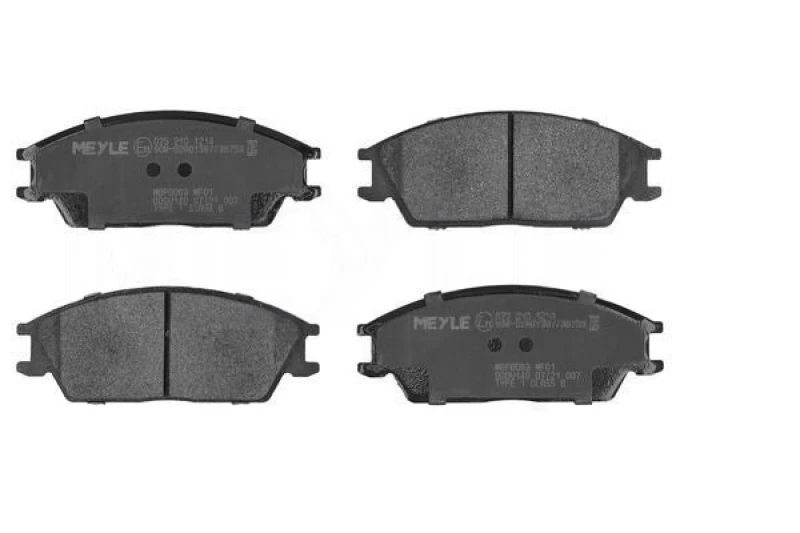 Image of MEYLE 025 210 1214 Brake pad set Front Axle, not prepared for wear warning indicator, Original Quality, with anti-squeak plate Brake Pad Set,disc bra