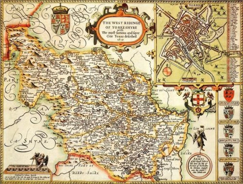 Image of John Speed Historial Map Yorkshire West Riding Historical Map 1000 Piece Jigsaw Puzzle (1610)