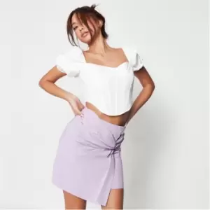 image of Missguided Linen Twist Front Mini Skirt - Purple