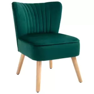 image of HOMCOM Modern Accent Chair, Fabric Living Room Chair with Rubber Wood Legs and Thick Padding, Green