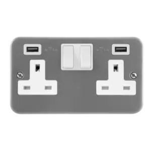 Image of Click Scolmore Essentials 2 Gang Plug Socket With USB 4.2A - CL780