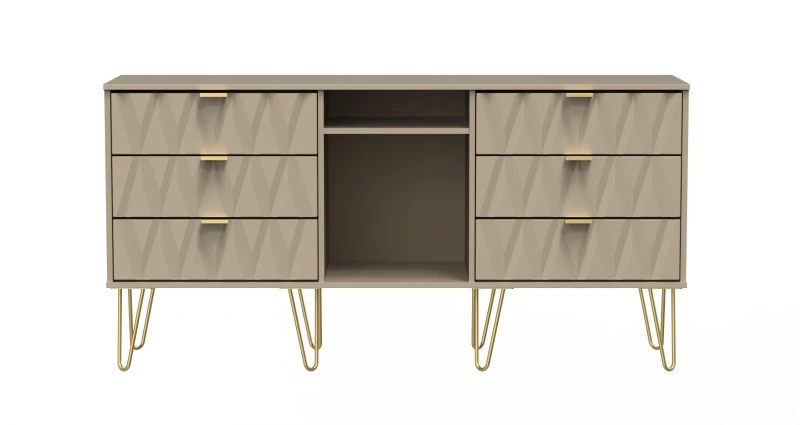 Image of Dallas 6 Drawer Sideboard In Mushroom (Ready Assembled)