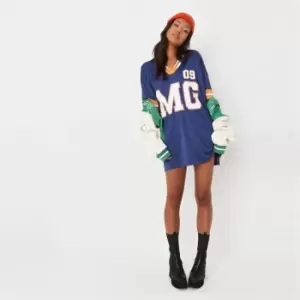 Missguided Mg Football V Neck t Shirt Dress - Blue