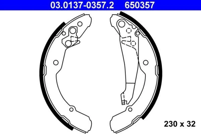 Image of ATE 03.0137-0357.2 Brake Shoes with lever Brake Shoe Set (70)