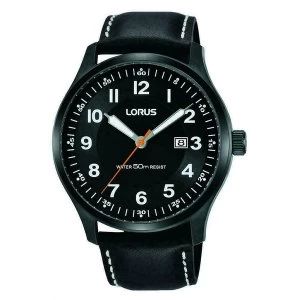 image of Lorus RH941HX9 Mens Urban Dress Watch with Sunray Dial & Black Leather Strap