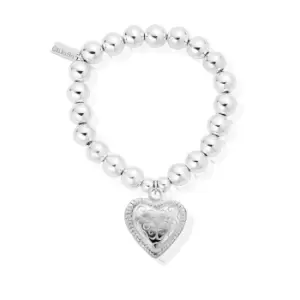 image of ChloBo Sterling Silver Medium Ball Scallop Heart Bracelet