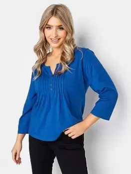 image of M&Co Petite Petite Henley Cobalt, Blue, Size 10, Women