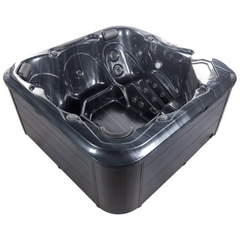 Image of Beliani Square Hot Tub With LED Grey Tularosa
