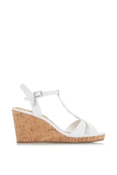 image of Dune London 'Koala' Leather Wedges White