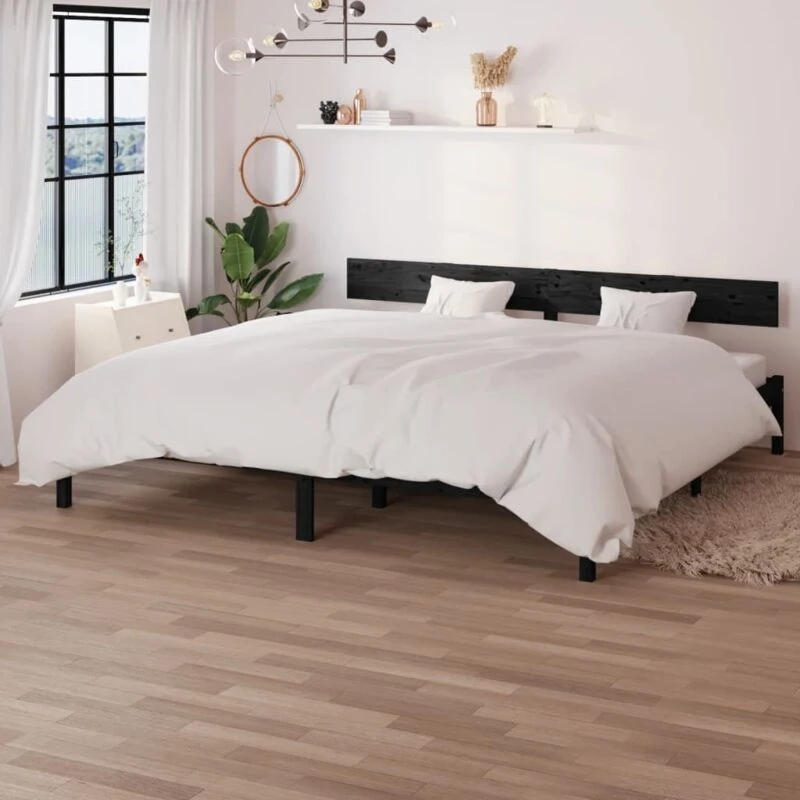 Image of VIDAXL Bed Frame without Mattress Black Solid Wood Super King Vidaxl 8720286763278