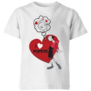 image of Popeye I Love Popeye Kids T-Shirt - White - 11-12 Years