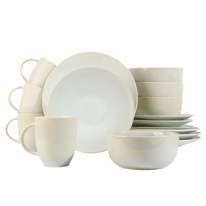 Image of Waterside 16pc Reactive Glaze Cream Dinner Set Dinner Sets ONE SIZE Cream 39905469000