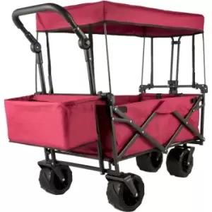 Image of VEVOR 100KG Capacity Collapsible Wagon Cart Foldable Wagon Cart Removable Canopy 600D Oxford Cloth Collapsible Wagon Oversized Wheels Portable Folding