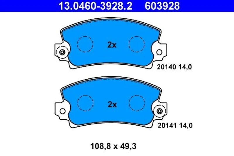 Image of ATE 13.0460-3928.2 Brake pad set excl. wear warning contact Brake Pad Set,disc brake (402)