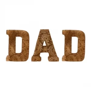 image of Hand Carved Wooden Flower Letters Dad