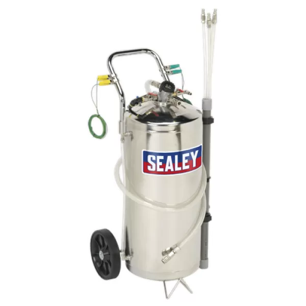 image of Genuine SEALEY TP200S Air Operated Fuel Drainer 40ltr Stainless Steel