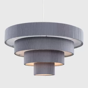 image of Nevada 4 Tiered Pleated Pendant Shade in Grey