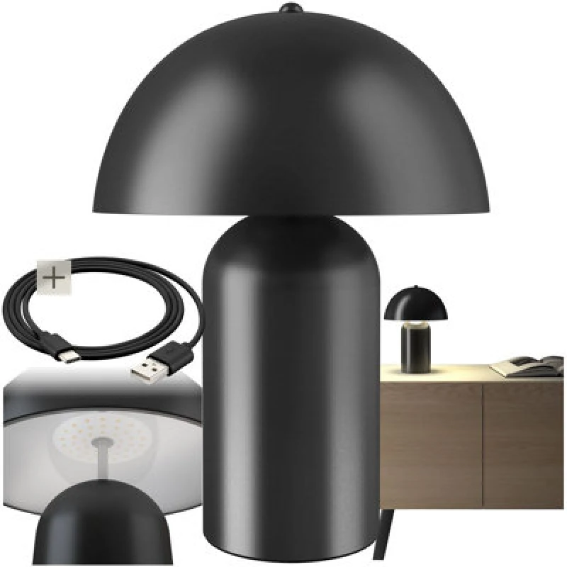 Image of Tectake Table Lamp Kade - Retro Design, 3 Brightness Levels, Battery-Powered, 1 - Black