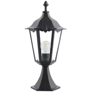 image of Outdoor Post Lantern Light Matt Black & Clear Glass Garden Wall Porch Lamp LED