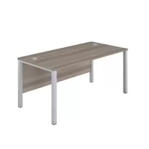 image of 1400X600 Goal Post Rectangular Desk Grey Oak - Silver