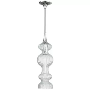 image of Pomfret 1 Light Pendant With Clear Glass Polished Nickel, Glass