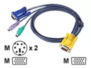 image of ATEN 2L-5201P Keyboard / video / mouse (KVM) Cable 1.2m