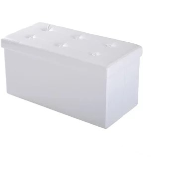 Folding Faux Leather Storage Cube Ottoman Bench Seat PU Rectangular Footrest Stool Box (Cream White) - Homcom - main image