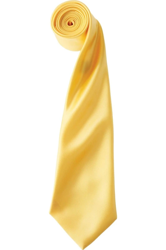 Image of Premier Premier Men Plain Satin Tie (Narrow Blade) in Yellow Yellow One Size Male 5055805451897