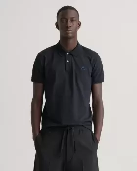 image of GANT Men Contrast Color Pique Polo Shirt (XXL) Black