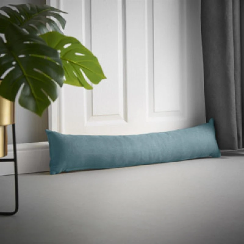 Image of Essential Living Velvet Chenille Draught Excluder 90cm x 15cm x 15cm Teal ZWAYDETEA