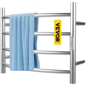 Image of VEVOR Heated Towel Rack, 4 Bars Curved Design, Mirror Polished Stainless Steel Electric Towel Warmer with Built-In Timer, Wall-Mounted for Bathroom, P