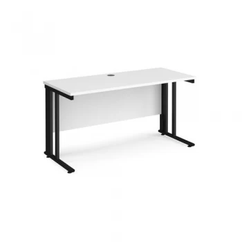 Image of Maestro 25 straight desk 1400mm x 600mm - Black cable managed leg frame and white top