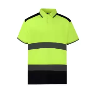 Yoko Adults Unisex Two Tone Short Sleeve Polo Shirt (5XL) (Yellow/Navy)